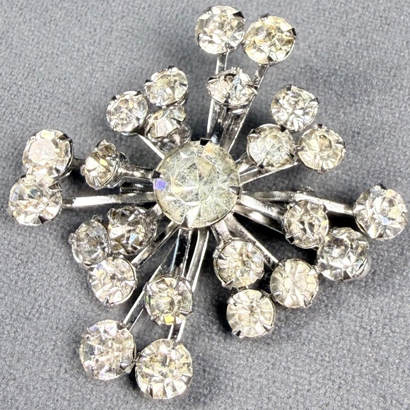 Snowflake Rhinestone Brooch - Picture 1 of 9
